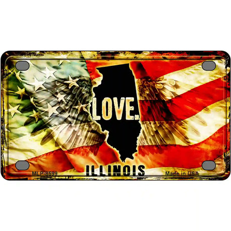 Illinois Love Metal Novelty License Plate 4" x 2.2" (MLP)