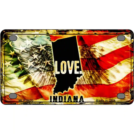 Indiana Love Metal Novelty License Plate 4" x 2.2" (MLP)