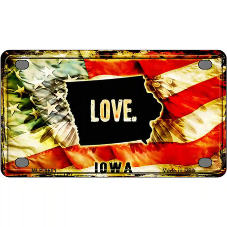 Iowa Love Metal Novelty License Plate 4" x 2.2" (MLP)