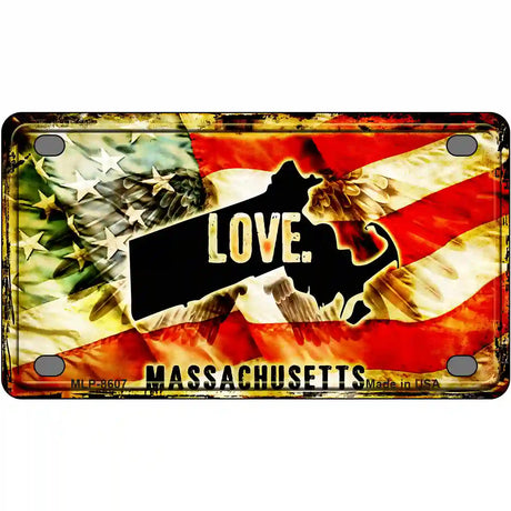 Massachusetts Love Metal Novelty License Plate 4" x 2.2" (MLP)