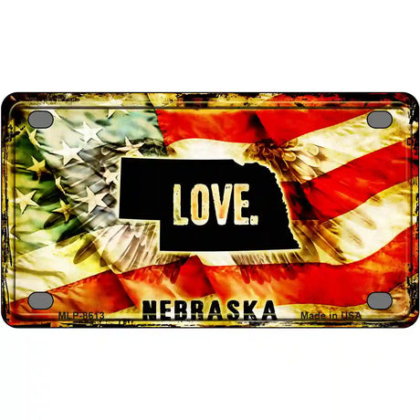 Nebraska Love Metal Novelty License Plate 4" x 2.2" (MLP)