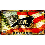 North Carolina Love Metal Novelty License Plate 4" x 2.2" (MLP)