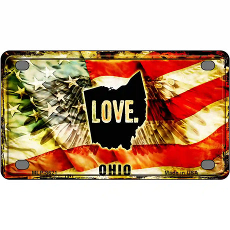 Ohio Love Metal Novelty License Plate 4" x 2.2" (MLP)