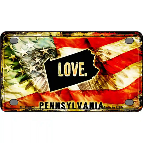 Pennsylvania Love Metal Novelty License Plate 4" x 2.2" (MLP)