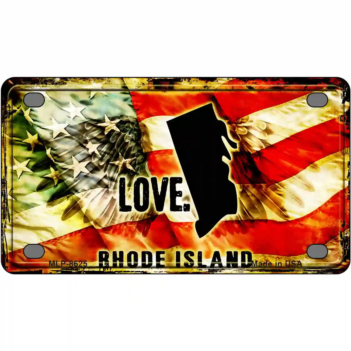 Rhode Island Love Metal Novelty License Plate 4" x 2.2" (MLP)