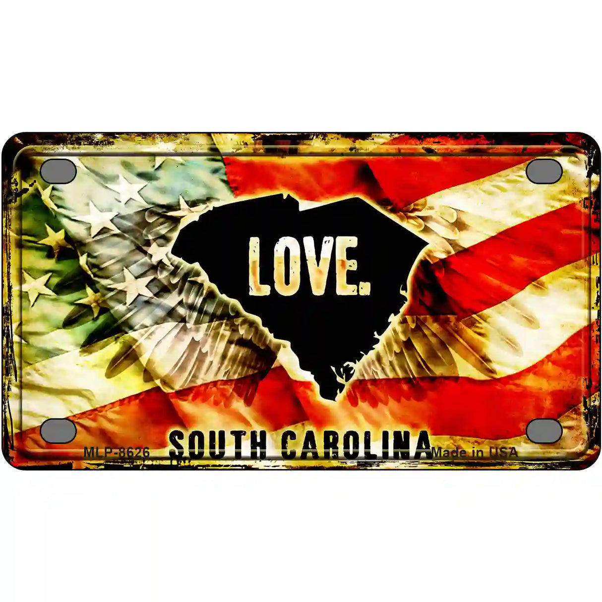 South Carolina Love Metal Novelty License Plate 4" x 2.2" (MLP)