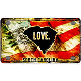 South Carolina Love Metal Novelty License Plate 4" x 2.2" (MLP)