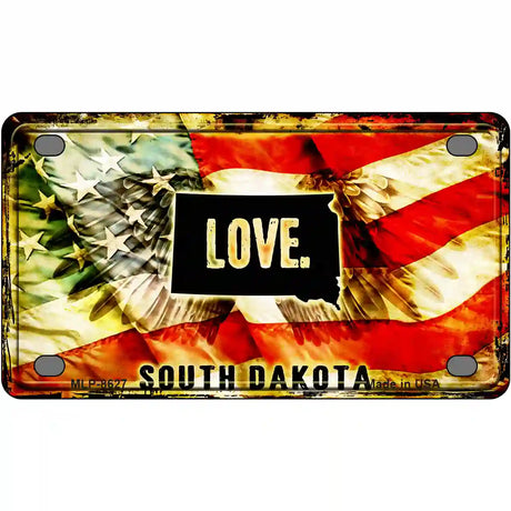 South Dakota Love Metal Novelty License Plate 4" x 2.2" (MLP)