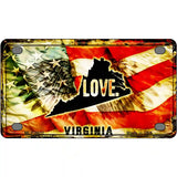 Virginia Love Metal Novelty License Plate 4" x 2.2" (MLP)