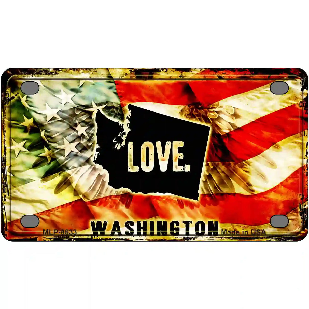 Washington Love Metal Novelty License Plate 4" x 2.2" (MLP)