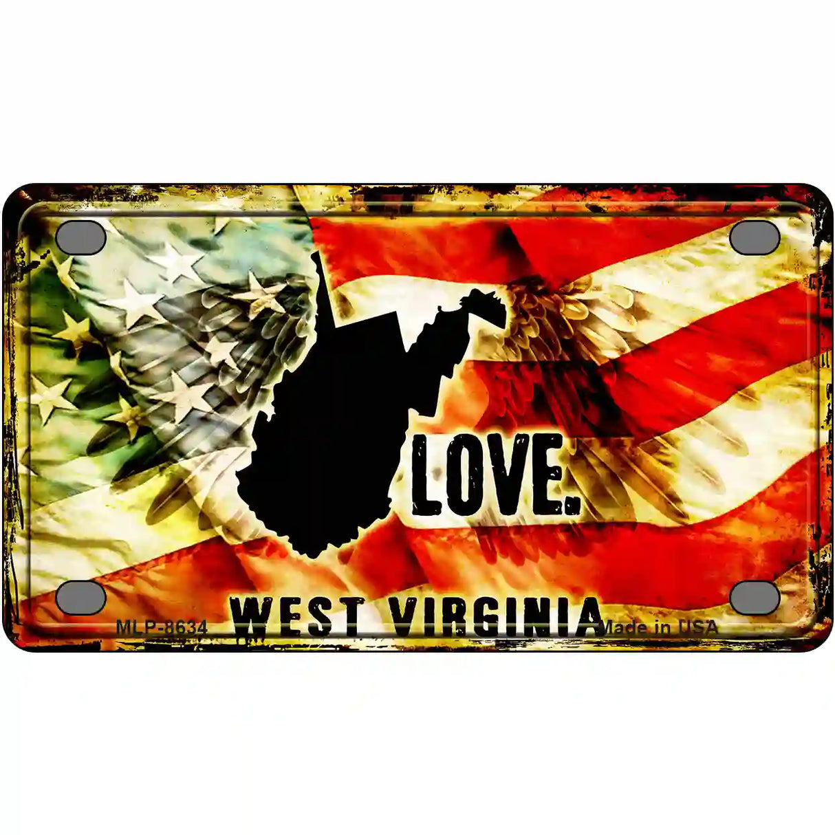 West Virginia Love Metal Novelty License Plate 4" x 2.2" (MLP)