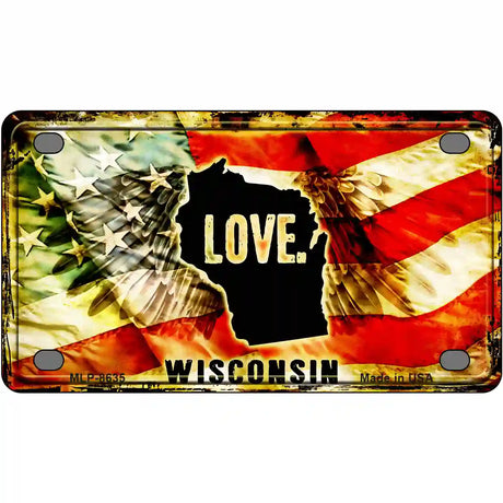 Wisconsin Love Metal Novelty License Plate 4" x 2.2" (MLP)