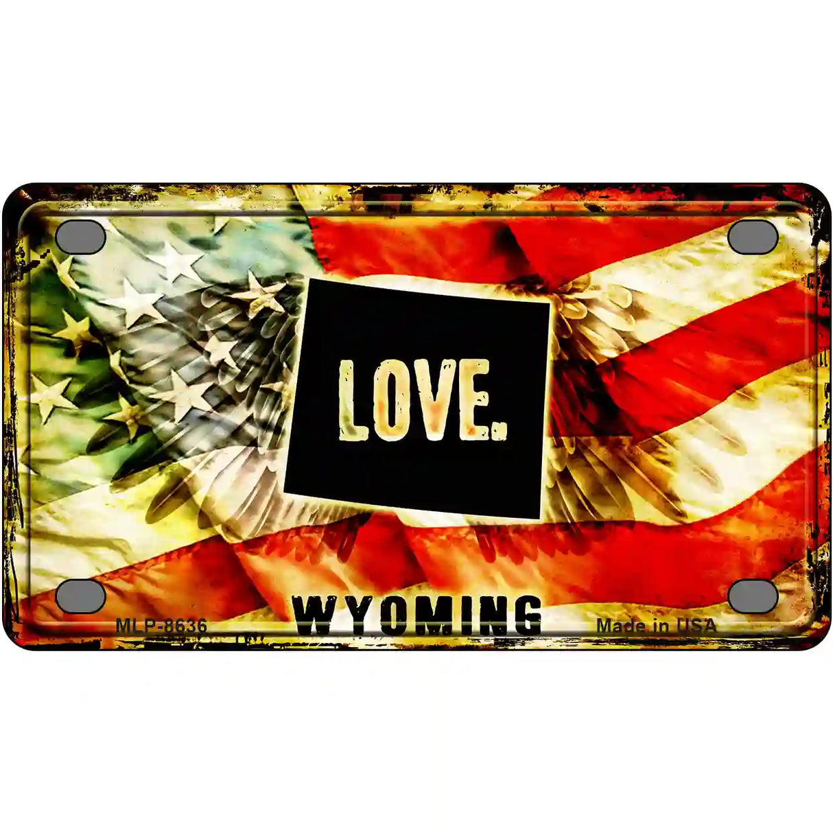 Wyoming Love Metal Novelty License Plate 4" x 2.2" (MLP)