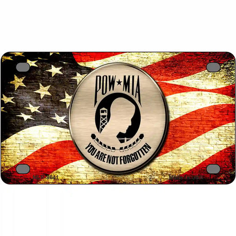 POW MIA With USA Flag Metal Novelty License Plate 4" x 2.2" (MLP)