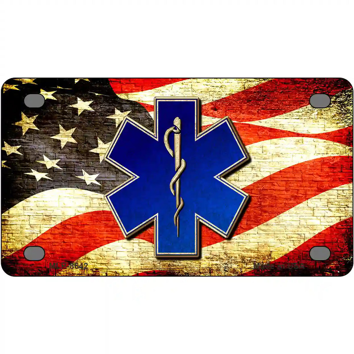 EMT Logo With USA Flag Metal Novelty License Plate