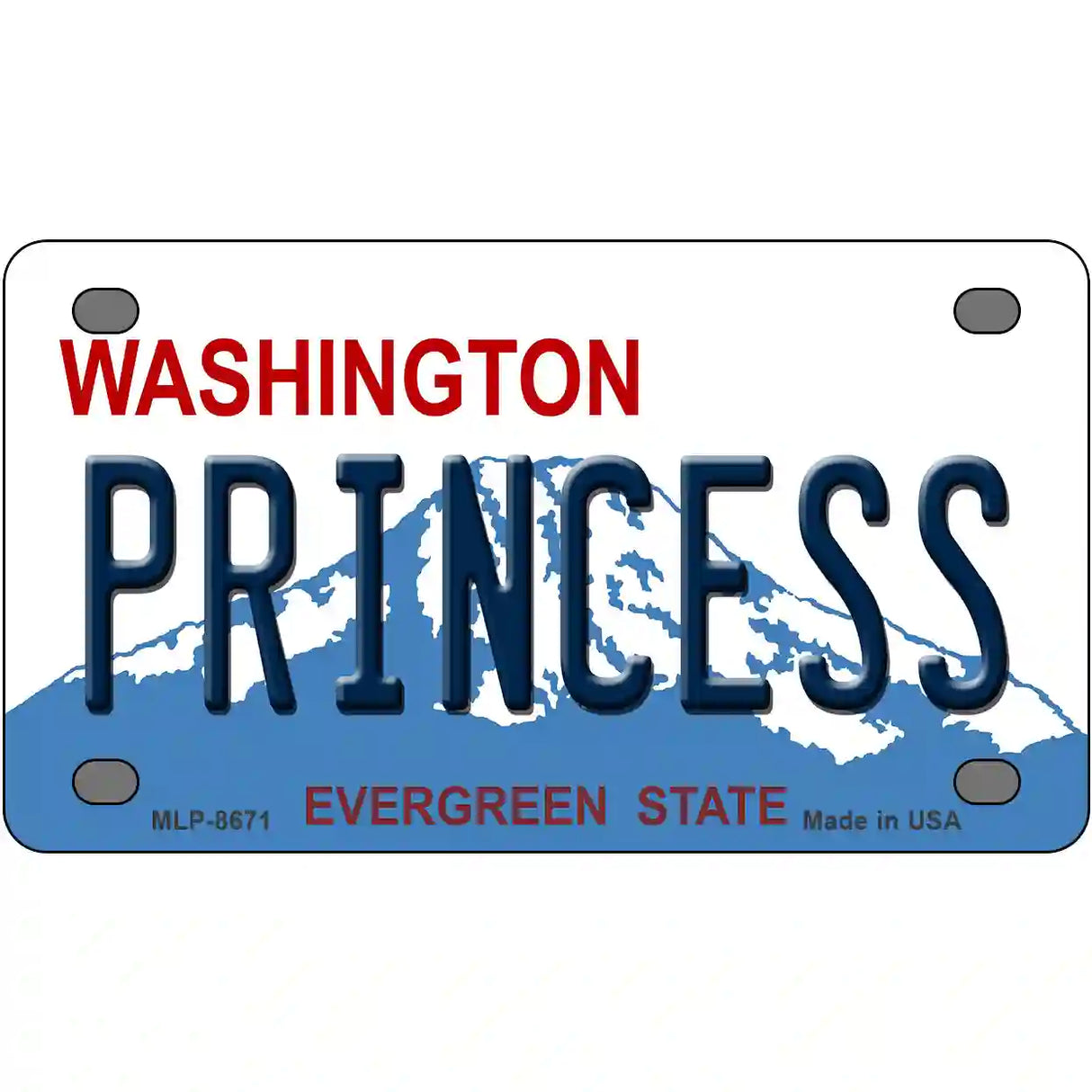 Princess Washington Metal Novelty License Plate 4" x 2.2" (MLP)