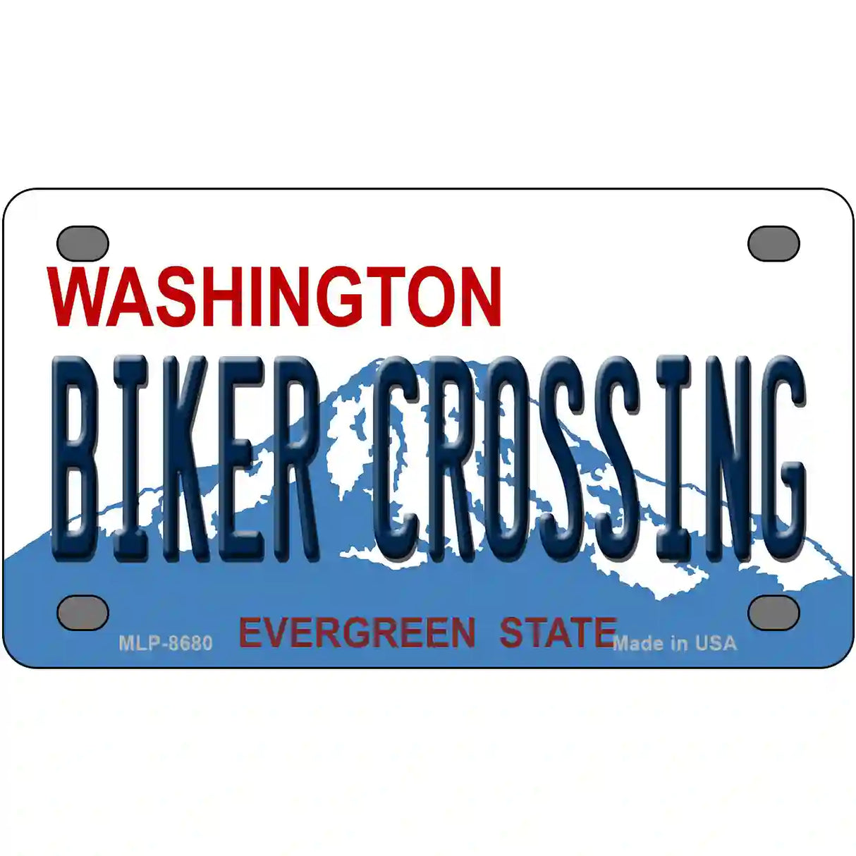 Biker Crossing Washington Metal Novelty License Plate 4" x 2.2" (MLP)