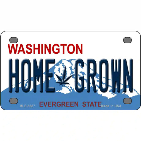 Home Grown Washington Metal Novelty License Plate 4" x 2.2" (MLP)