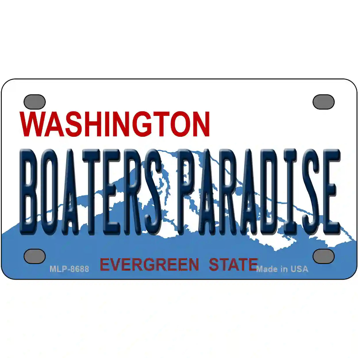 Boaters Paradise Washington Metal Novelty License Plate 4" x 2.2" (MLP)