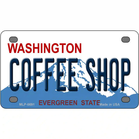 Coffee Shop Washington Metal Novelty License Plate 4" x 2.2" (MLP)