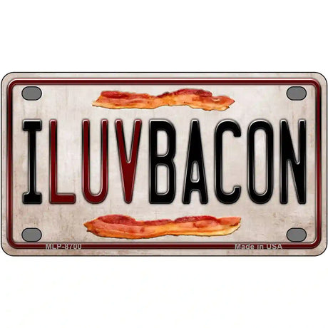 I Luv Bacon Metal Novelty License Plate 4" x 2.2" (MLP)