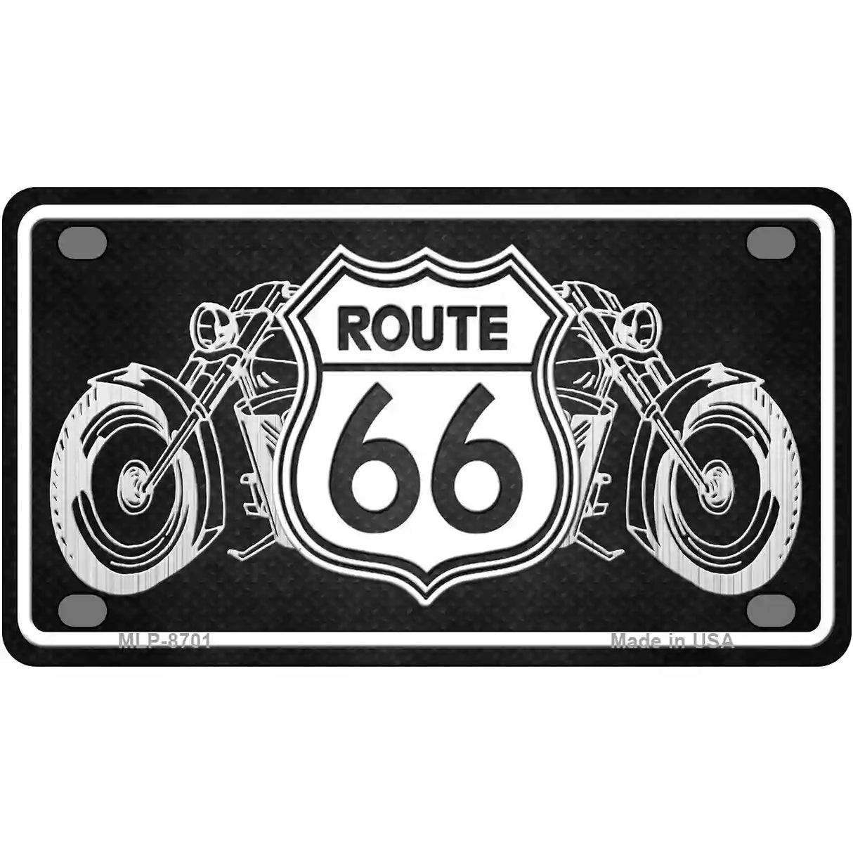 Route 66 With Bikes Metal Novelty License Plate 4" x 2.2" (MLP)