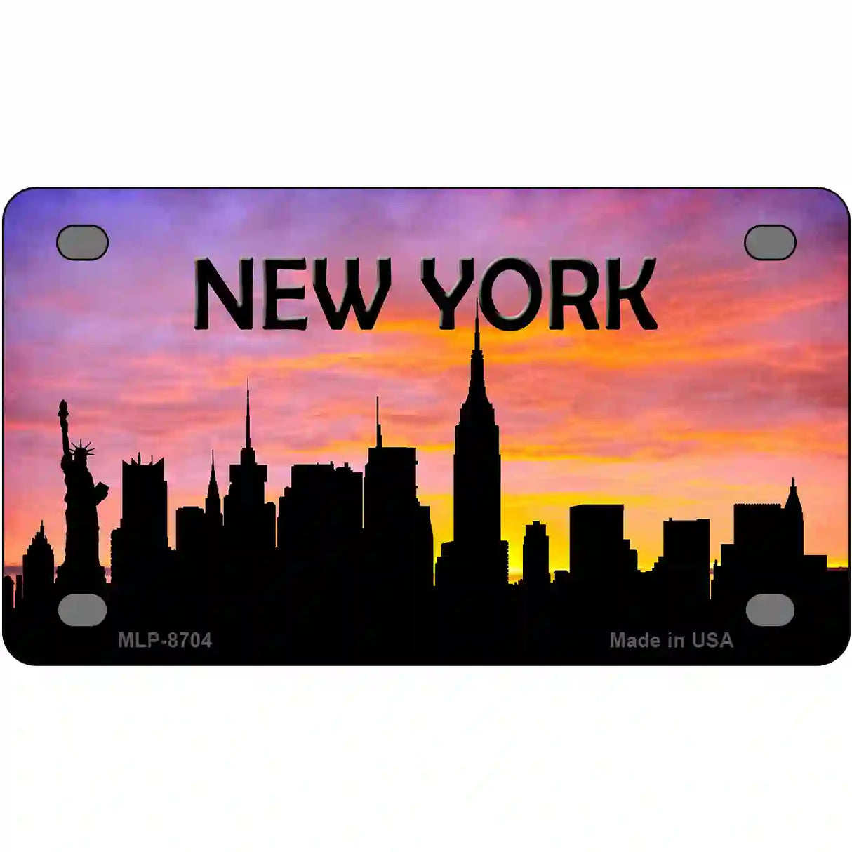 New York Silhouette Metal Novelty License Plate 4" x 2.2" (MLP)