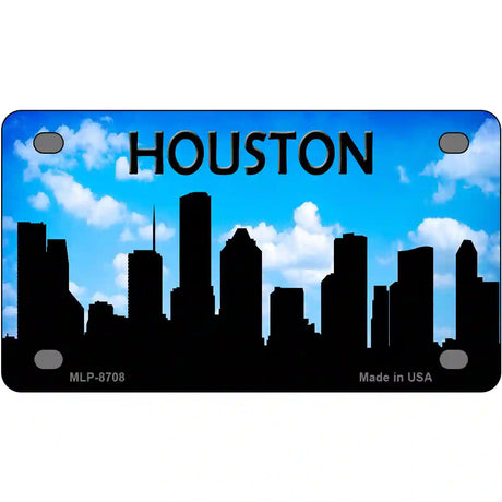 Houston Silhouette Metal Novelty License Plate 4" x 2.2" (MLP)