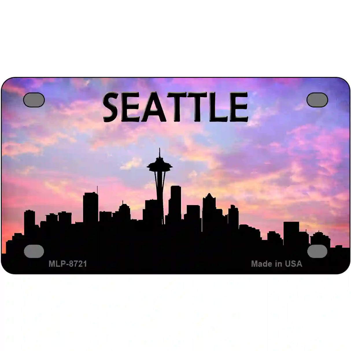 Seattle Silhouette Metal Novelty License Plate 4" x 2.2" (MLP)