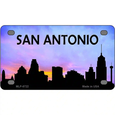 San Antonio Silhouette Metal Novelty License Plate 4" x 2.2" (MLP)