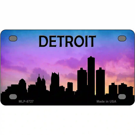 Detroit Silhouette Metal Novelty License Plate 4" x 2.2" (MLP)