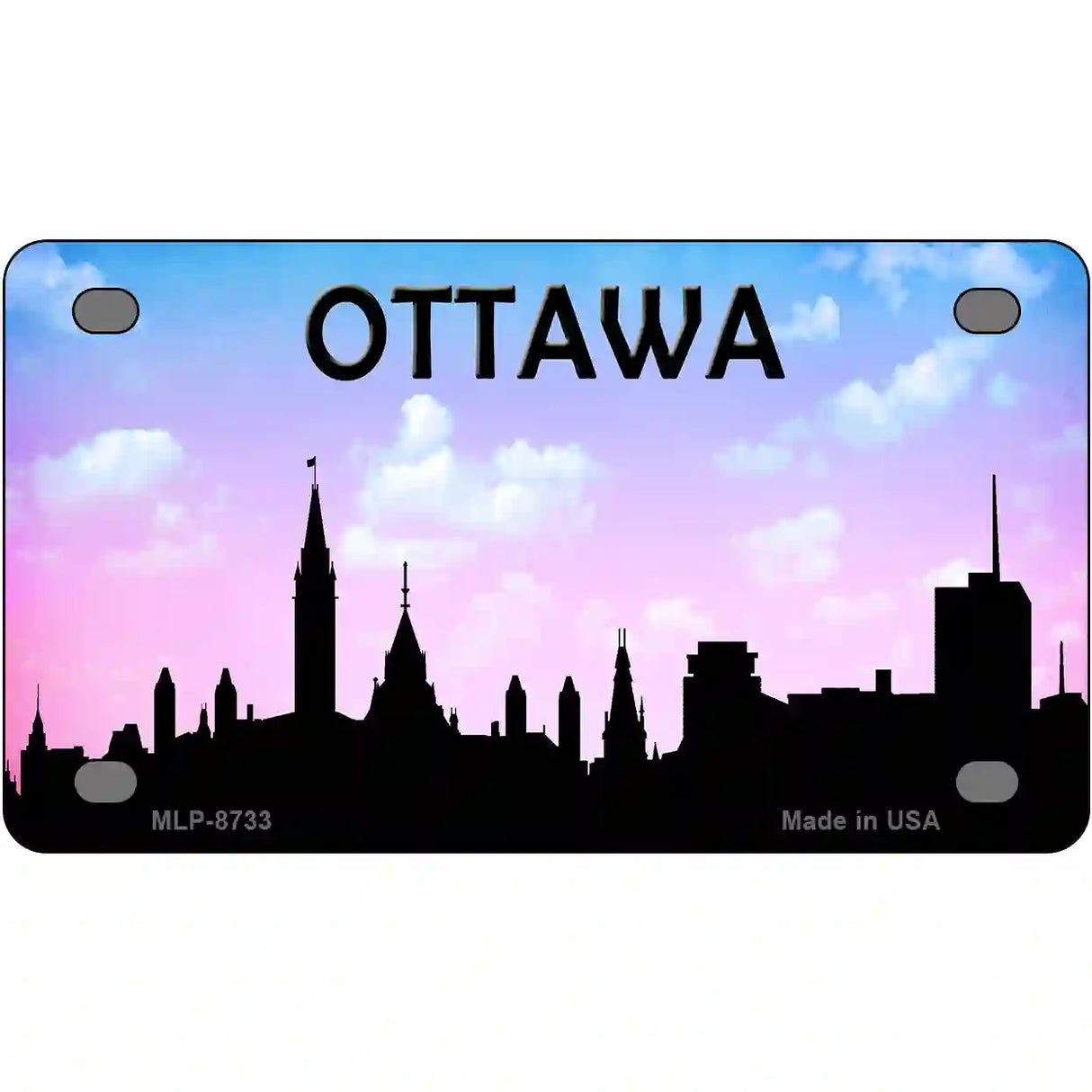 Ottawa Silhouette Metal Novelty License Plate 4" x 2.2" (MLP)