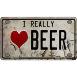 I Love Beer Metal Novelty License Plate 4" x 2.2" (MLP)