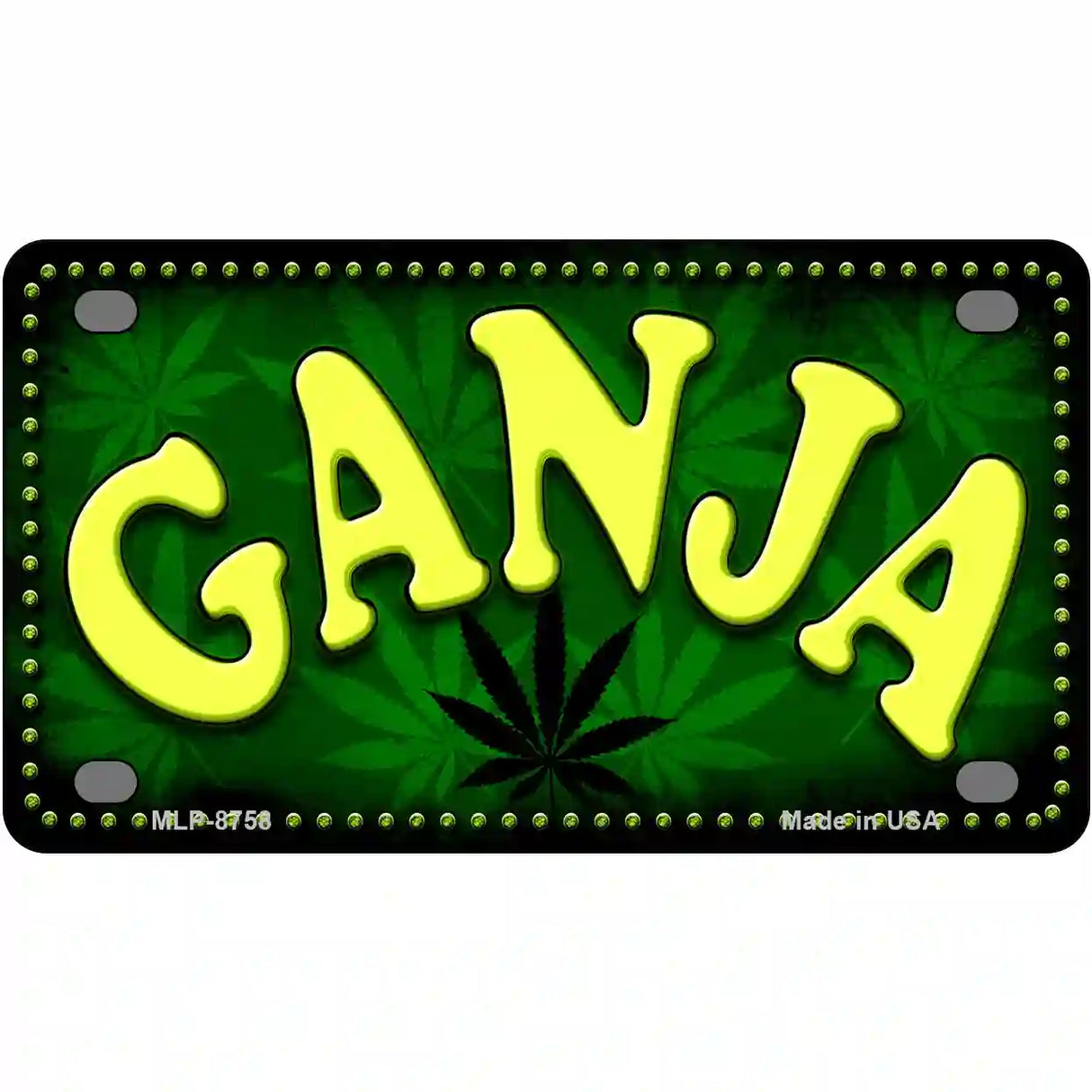 Ganja Metal Novelty License Plate 4" x 2.2" (MLP)