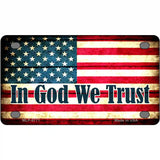 In God We Trust American Flag Metal Novelty License Plate 4" x 2.2" (MLP)