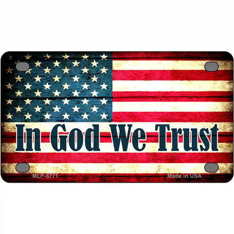 In God We Trust American Flag Metal Novelty License Plate 4" x 2.2" (MLP)