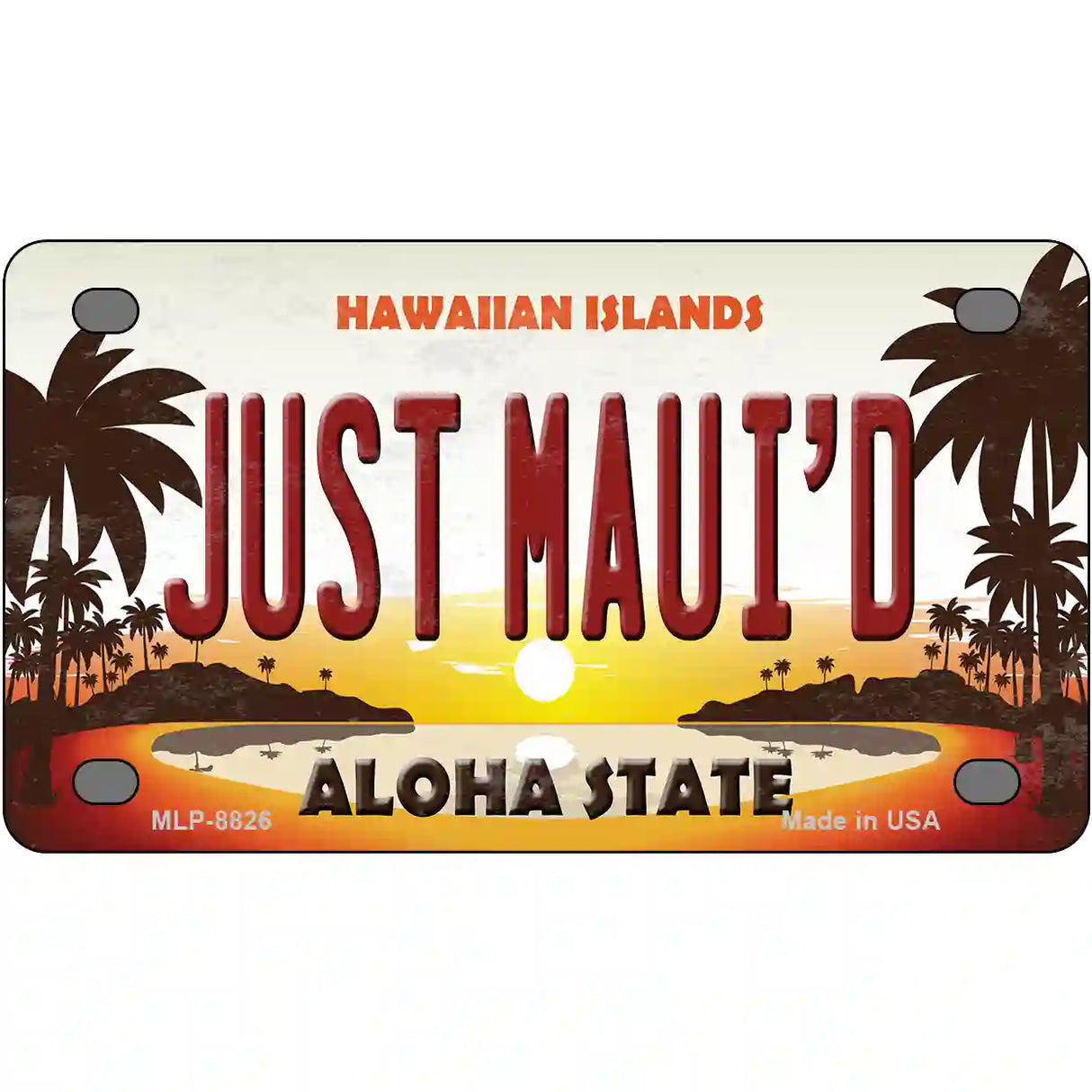 Just Mauid Sunset Novelty Metal License Plate 4" x 2.2" (MLP)