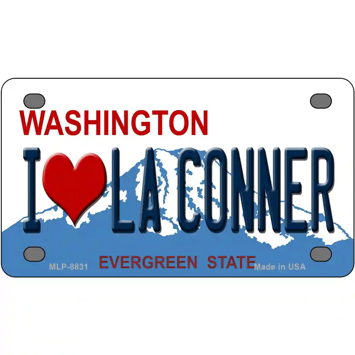 I Love La Conner Washington Metal Novelty License Plate 4" x 2.2" (MLP)