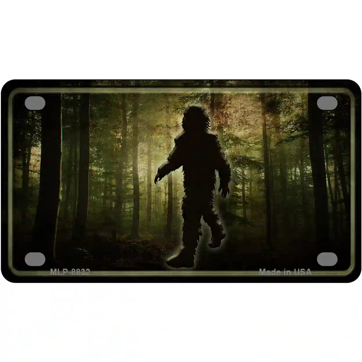 Bigfoot In The Woods Metal Novelty License Plate 4" x 2.2" (MLP)