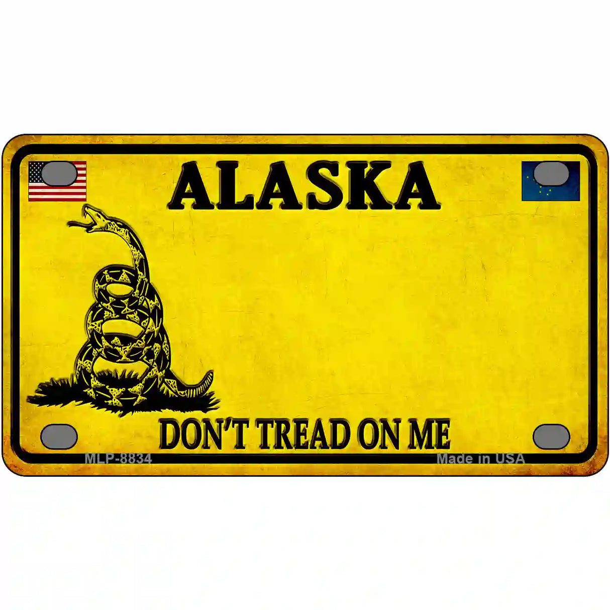 Alaska Dont Tread On Me Metal Novelty License Plate 4" x 2.2" (MLP) / Yes