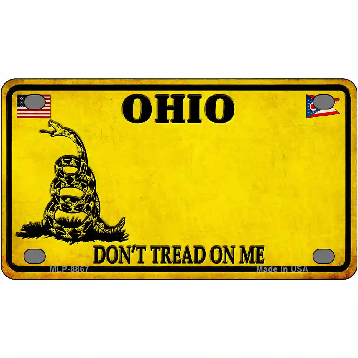 Ohio Dont Tread On Me Metal Novelty License Plate 4" x 2.2" (MLP) / Yes