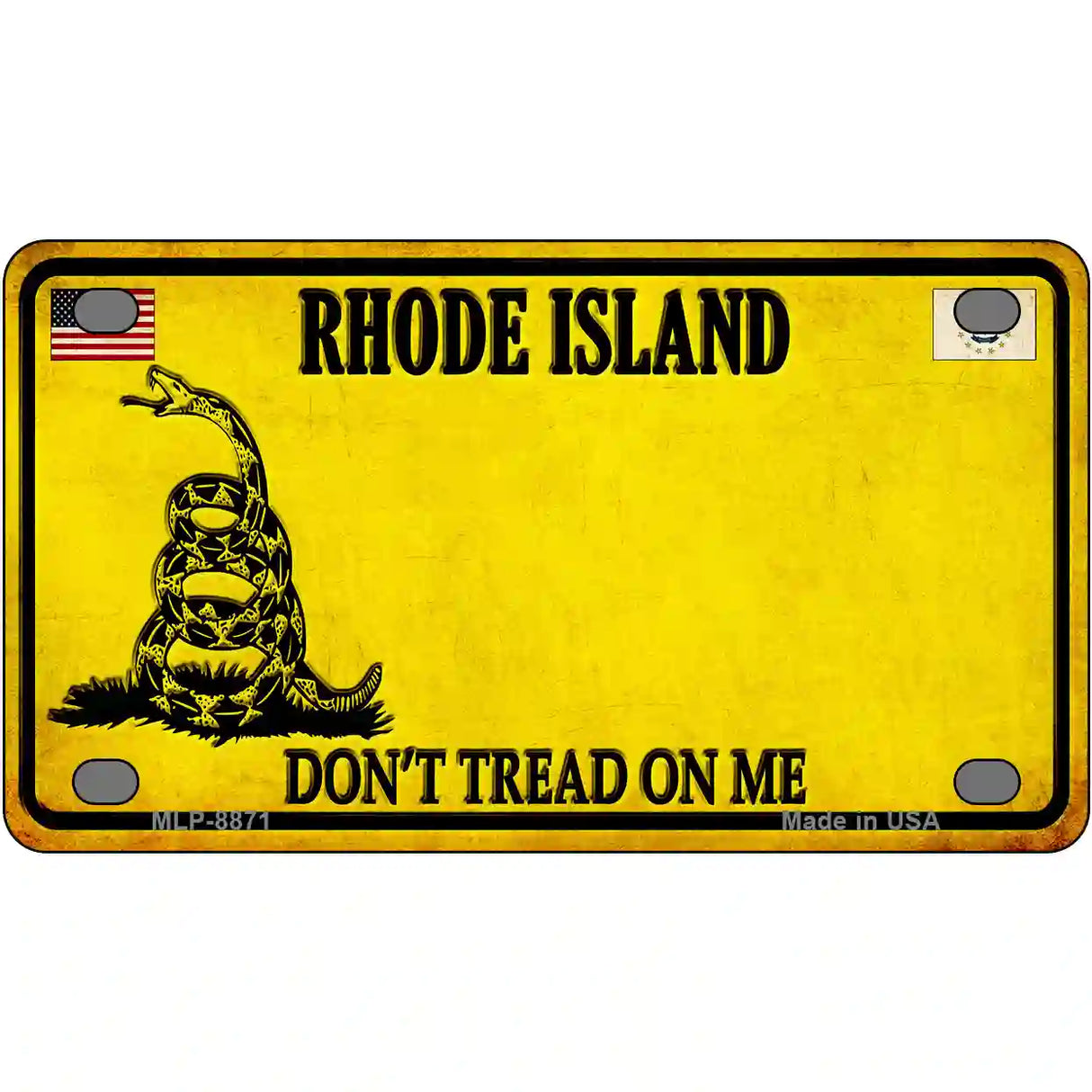 Rhode Island Dont Tread On Me Metal Novelty License Plate 4" x 2.2" (MLP)