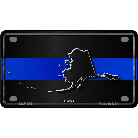 Alaska Thin Blue Line Metal Novelty License Plate 4" x 2.2" (MLP)