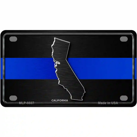 California Thin Blue Line Metal Novelty License Plate 4" x 2.2" (MLP)