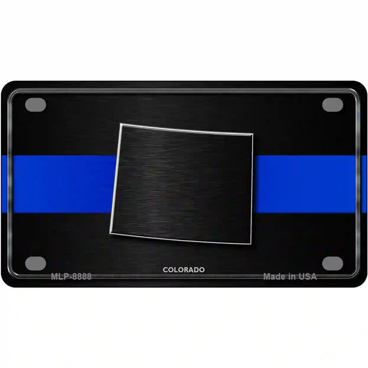 Colorado Thin Blue Line Metal Novelty License Plate 4" x 2.2" (MLP)