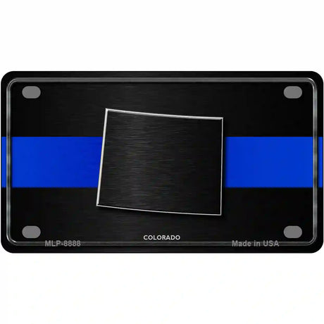 Colorado Thin Blue Line Metal Novelty License Plate 4" x 2.2" (MLP)