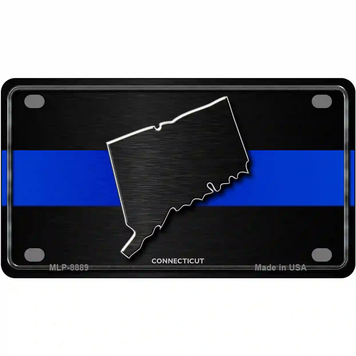 Connecticut Thin Blue Line Metal Novelty License Plate 4" x 2.2" (MLP)