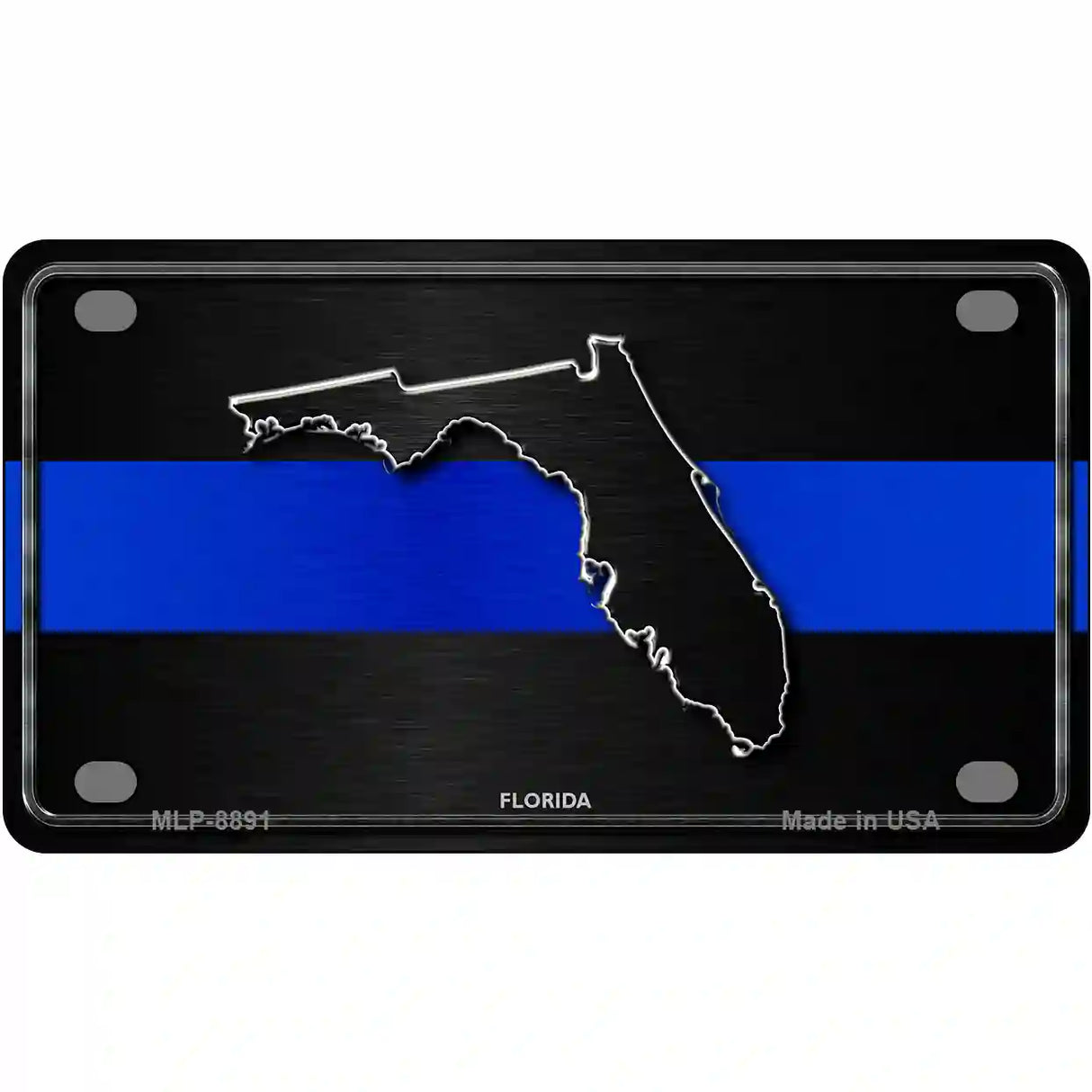 Florida Thin Blue Line Metal Novelty License Plate 4" x 2.2" (MLP)