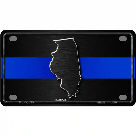 Illinois Thin Blue Line Metal Novelty License Plate 4" x 2.2" (MLP)