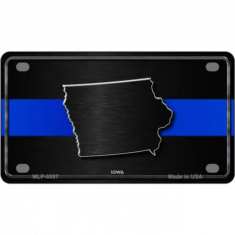 Iowa Thin Blue Line Metal Novelty License Plate 4" x 2.2" (MLP)